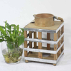 Vintage Rustic Square Wooden Lantern with LED