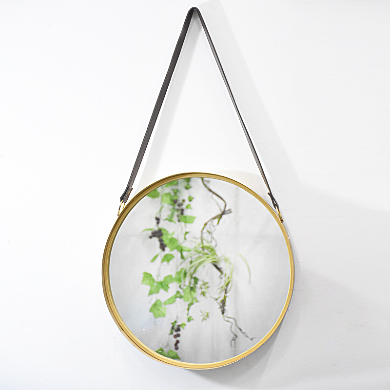  wholesale antique gold round metal mirror with Corrugated tin frame