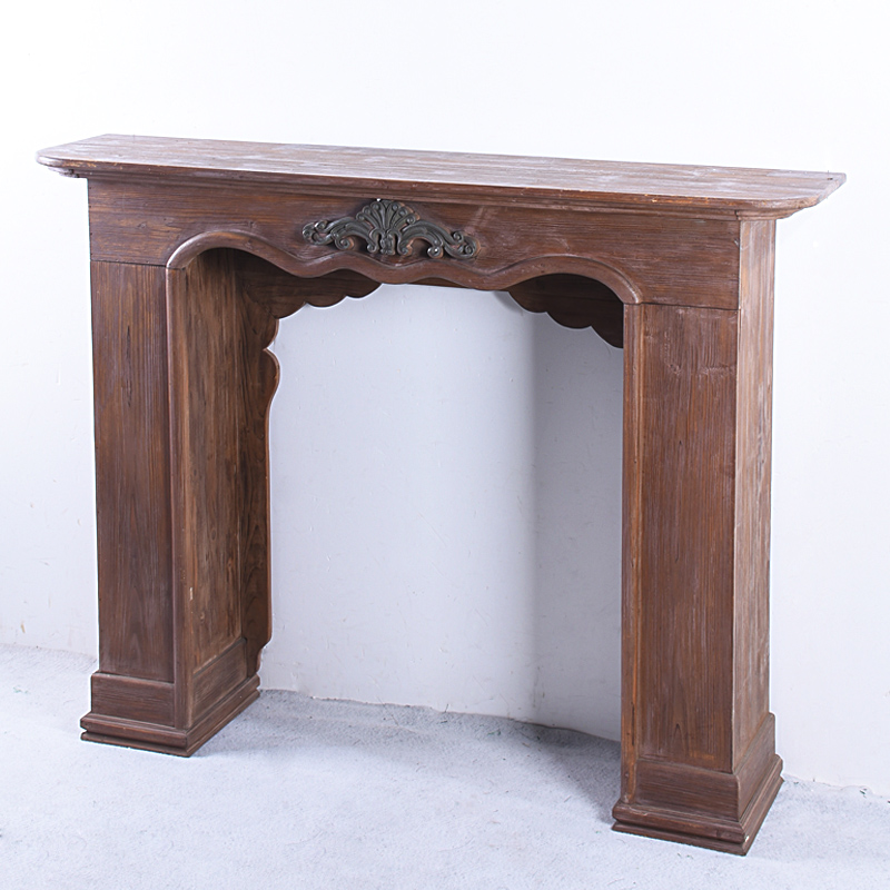 Antique French Style Handmade Wood Fireplace Mantel