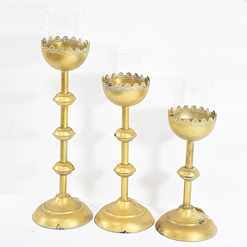 Retro Vintage Gold Table Centerpiece Tall Candle Holders for Wedding