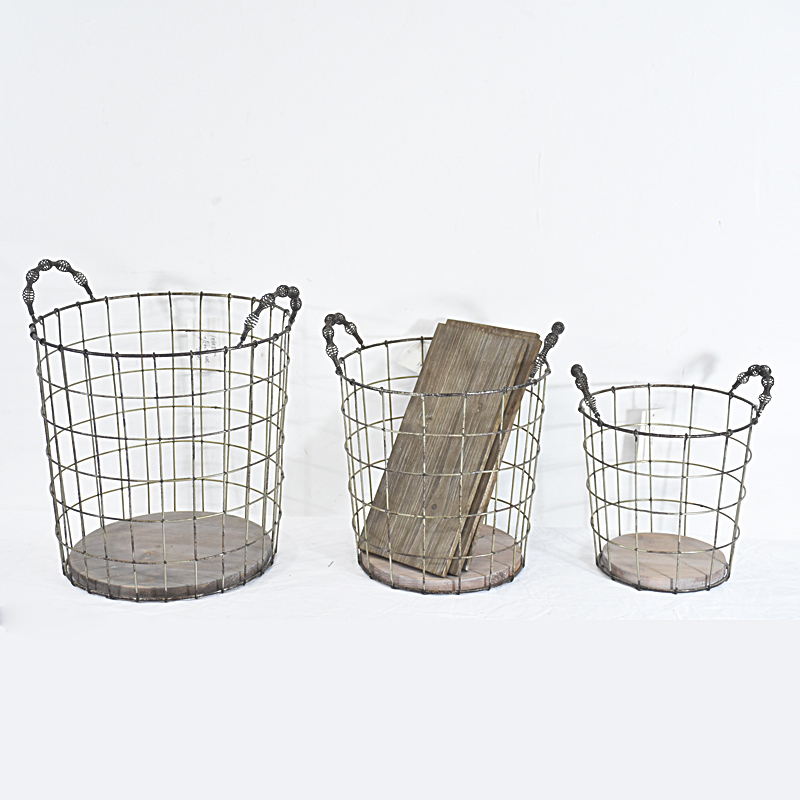 Stackable Bulk Recycled Decorative Round Rustic metal Wire Basket