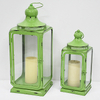 Antique Green Enamel Iron Hurricane Lantern