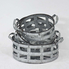 decorative hand made round metal zinc basket with handle