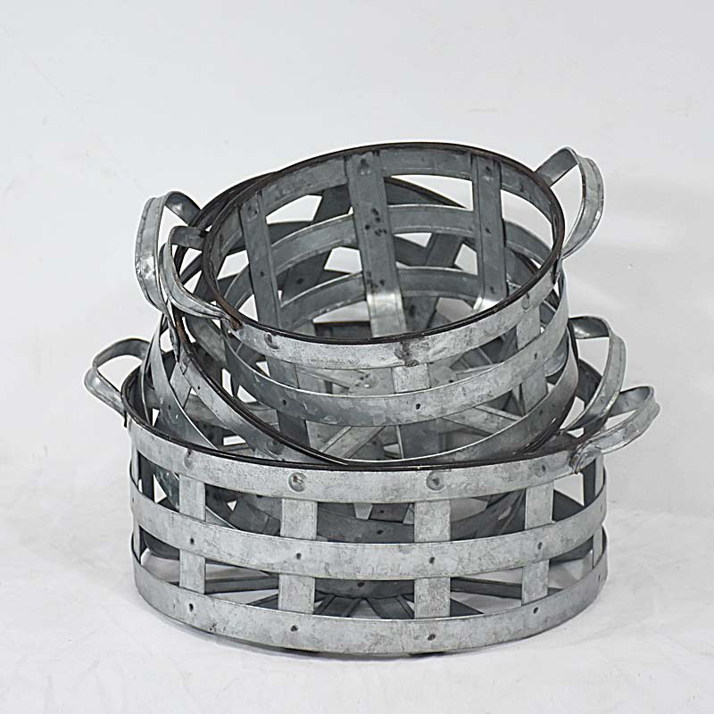 decorative hand made round metal zinc basket with handle Buy basket