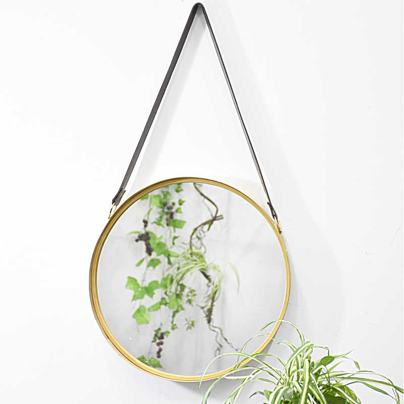 wholesale antique gold round metal mirror with Corrugated tin frame