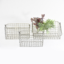 Wholesale Set of 3 Rustic Metal Wire Storage Basket with Handle