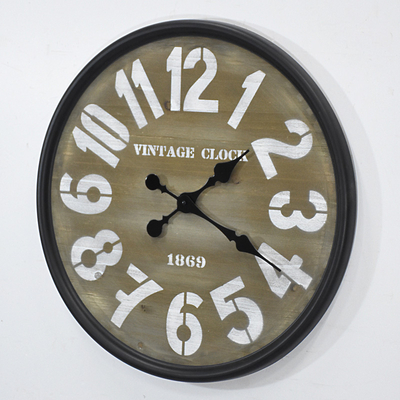 "23" Round Metal & Wood Clock Black/White