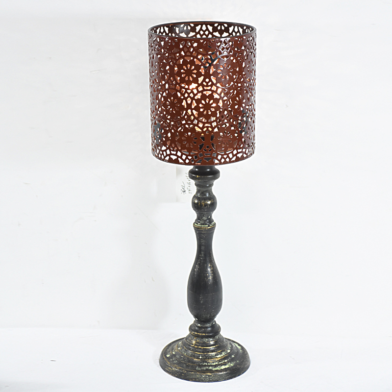 French Candlestick industrial Metal Frame Shade Unique Table Lamp
