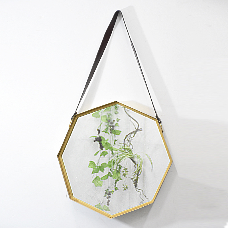  Vintage Gold Corrugated Tin Frame Metal Decorative Mirror