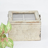 4 Compartments Glass Lid Rustic Shabby Chic Wooden Box