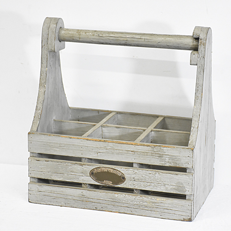 Shabby Chic Rustic Wooden Wine Carrier