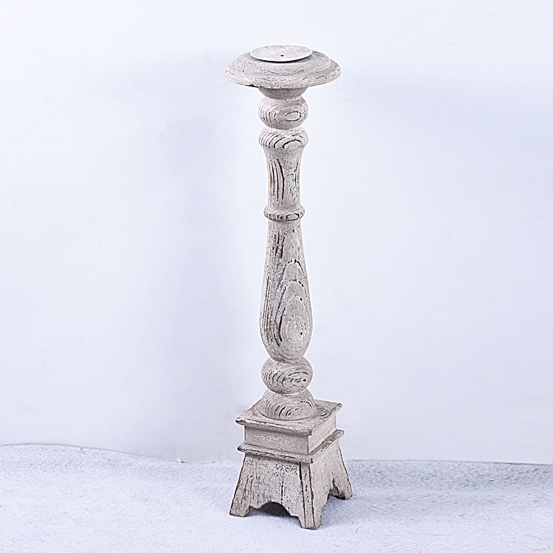 Shabby Chic Rustic White Wooden Candlestick for Home Deocr
