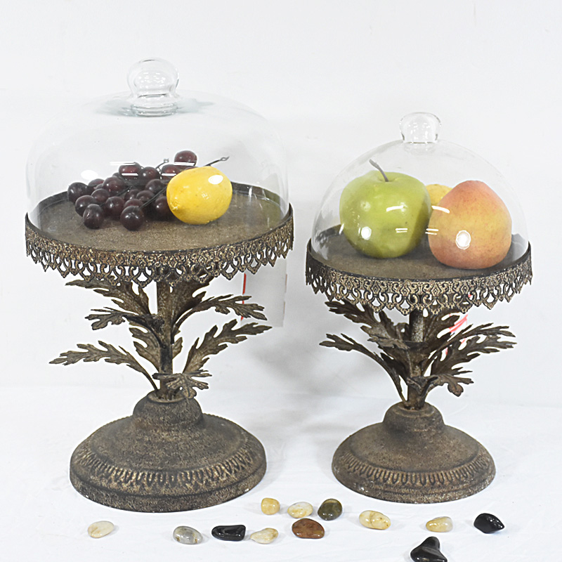Wholesale Shabby Chic Antique Metal Cake Stand with Cover