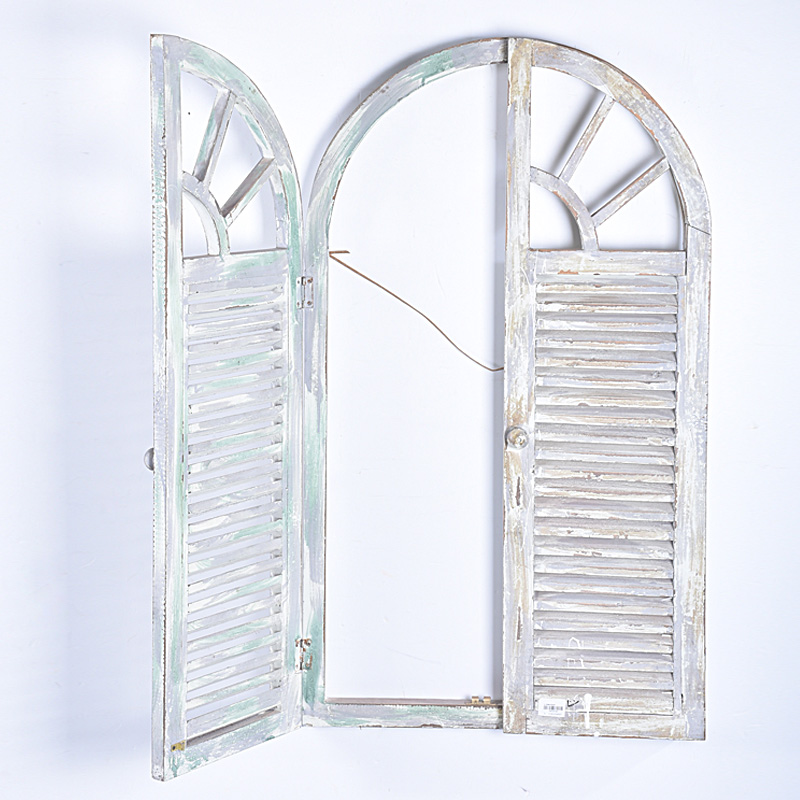 Shabby Chic Vintage Rustic White Handmade Decorative Wooden Window Shutter Wall Mirror