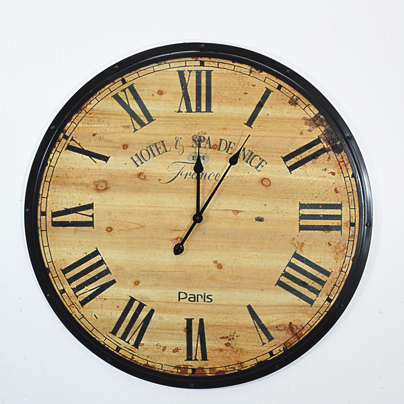 Handmade Oversized Retro Rustic Decorative Wooden Wall Clock for Gift