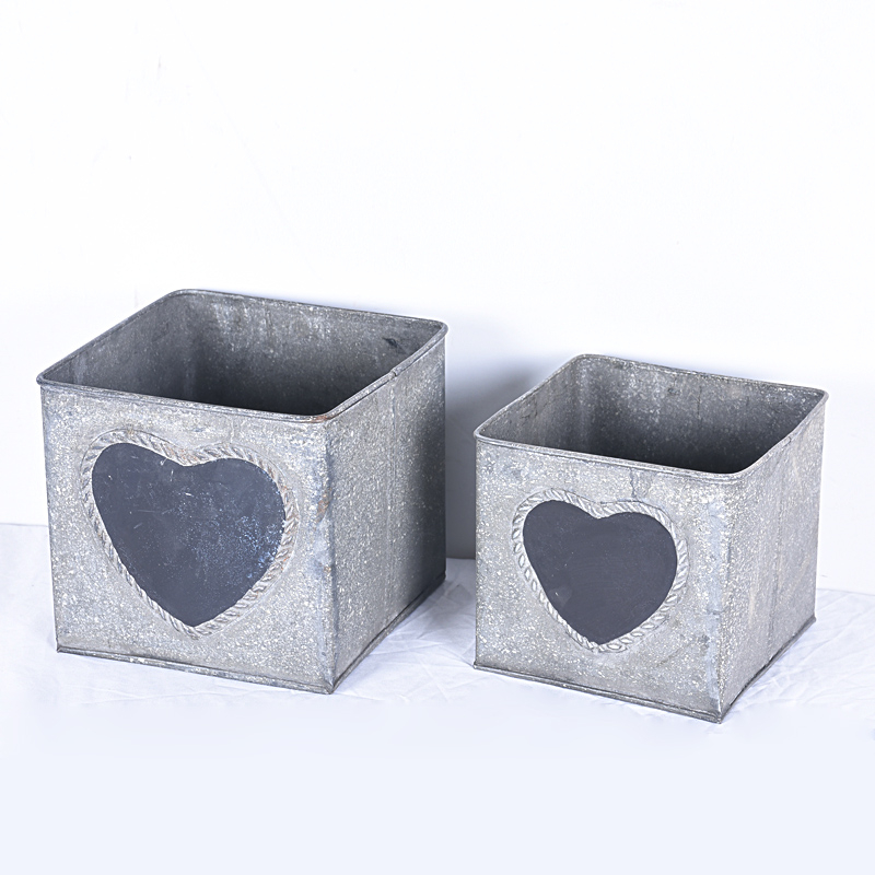Shabby Chic Farmhouse Metal Storage Bins with Blackboard