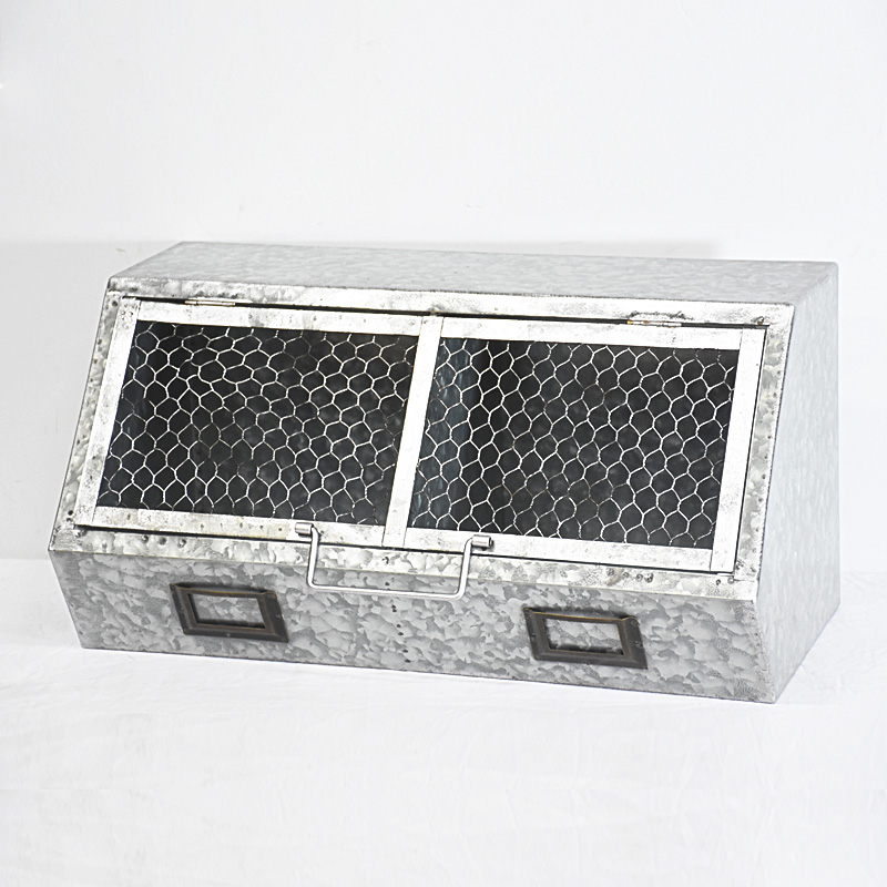 Vintage Retro Galvanized Metal Wall-Mount Storage Organizer