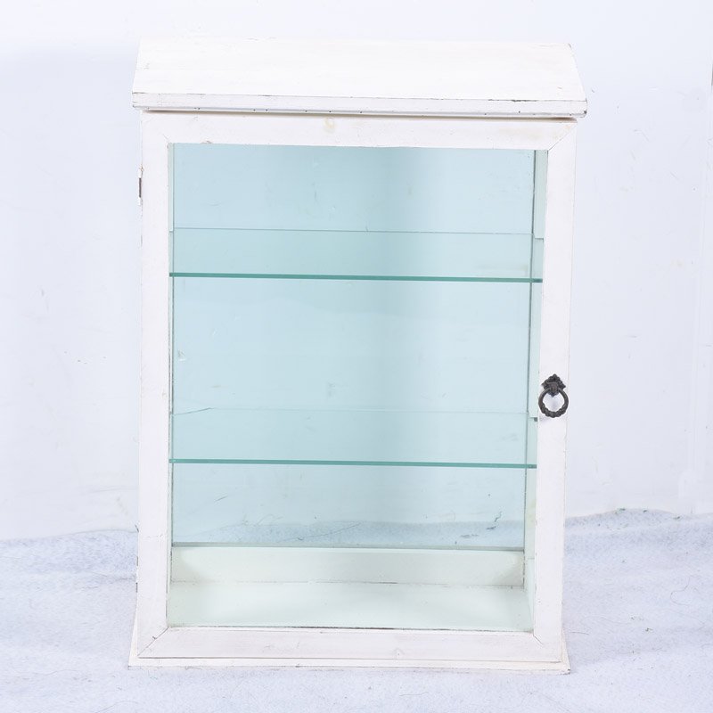Shabby Chic White Small Wooden Glass Display Cabinet 