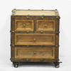 Industrial Vintage Furniture Wooden Drawer Cabinet with Resin Décor