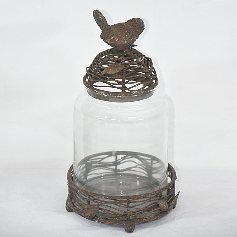 Rustic Vintage Decorative Craft Glass Candle Jar And Lids