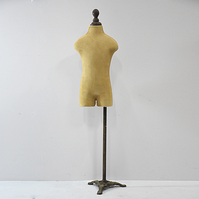 Vintage Female Half-Leg Dress Form with Linen