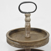 Vintage Rustic Farmhouse Distressed 2 Tired Round Wooden Tray Stand