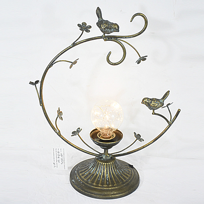 Farmhouse Antique Metal Handmade Desk Led Lamp with bird decor