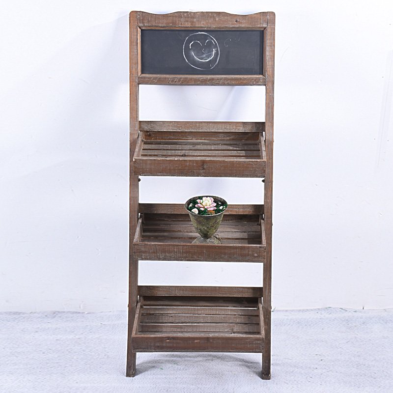 Vintage Rustic Folding Wood Flower Pot Shelf with Chalkboard Buy wood
