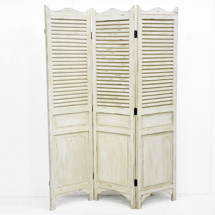 Luckywind Hand-painted Shabby Chic French Country Wooden Folding Screen Room Divider 