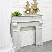 Luckywind Rustic Farmhouse French Style Decorative Distressed White Wooden Fireplace Mantel Surround For Living Room