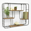 4 Tier Floating Shelves for Kitchen Bedroom Living Room, Industrial Wooden And Metal Display Wall Shelf 