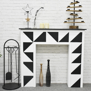 Luckywind Black White Decorative Wood Fireplace Mantel Cabinets and Shelf Units, Modern MDF Free Standing Fire place 
