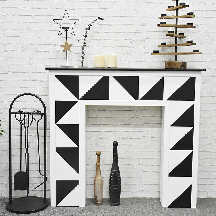 Luckywind Black White Decorative Wood Fireplace Mantel Cabinets and Shelf Units, Modern MDF Free Standing Fire place 